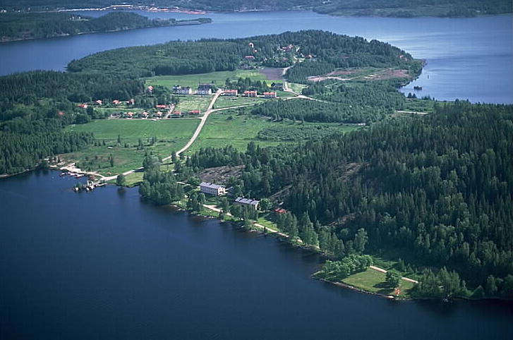 The island of Svanö in Ångermanälven seen from the air