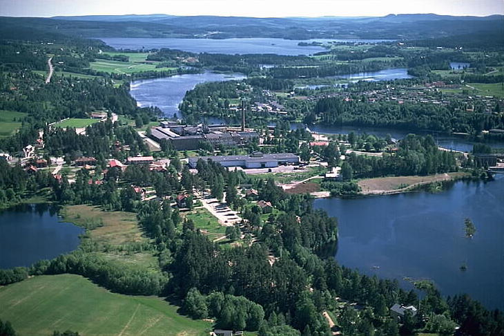 Matfors in the Ljungan valley from the air